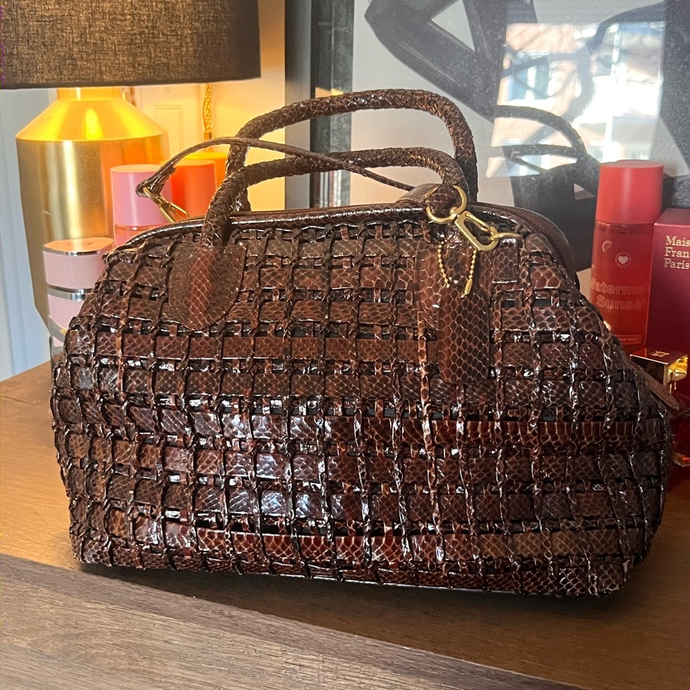 Elegant Brown Woven Handbag